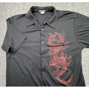 VTG YMLA Shirt Men M Party Rave Festival Club Disco‎ Dragon Button Up USA